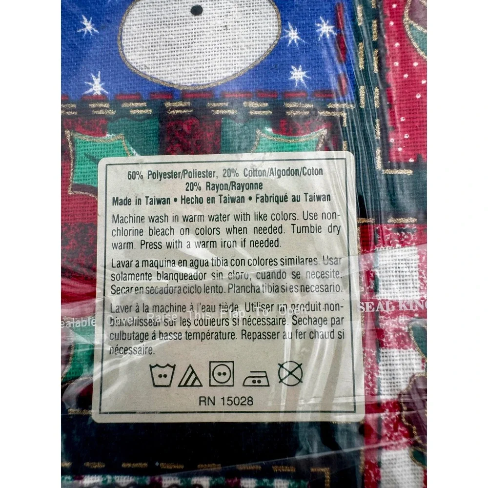 New Vintage Bardwil Country Christmas Patchwork Tablecloth 60x84 Oblong Woven